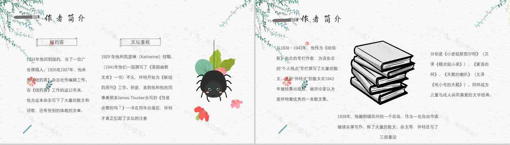 寓言故事《夏洛的网》人物分析怀特教师备课心得体会PPT模板-6