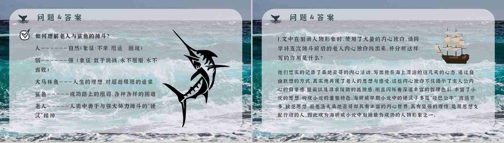 好词好句摘抄及赏析《老人与海》海明威所著书籍简介导读PPT模板-15