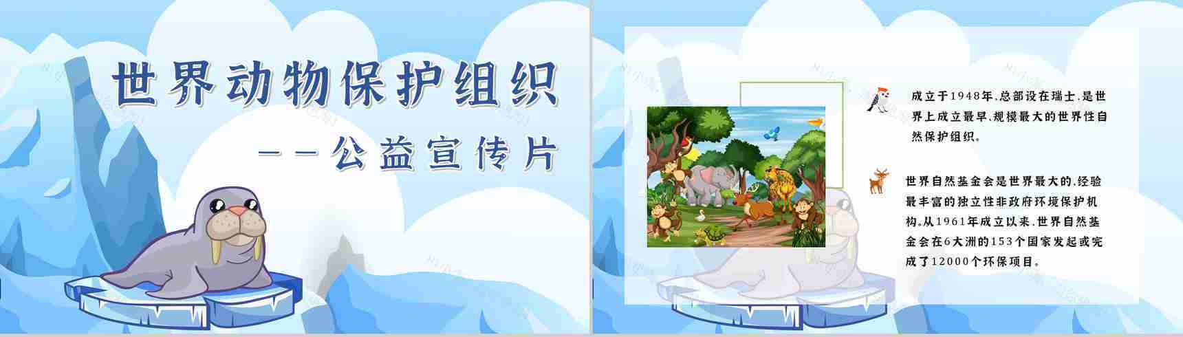 卡通风保护野生动物国际保护动物日公益宣传教育讲座策划书汇报PPT模板-11