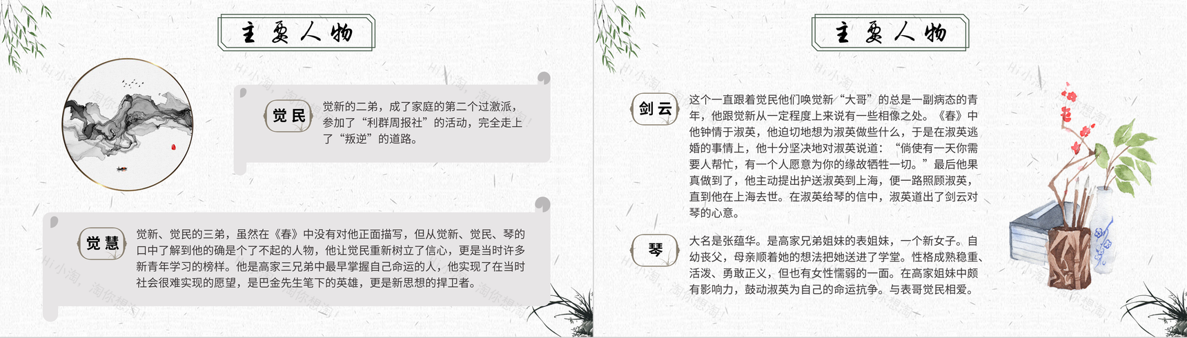 中小学必读图书《春》作家巴金《激流三部曲》第二部阅读鉴赏PPT模板-7