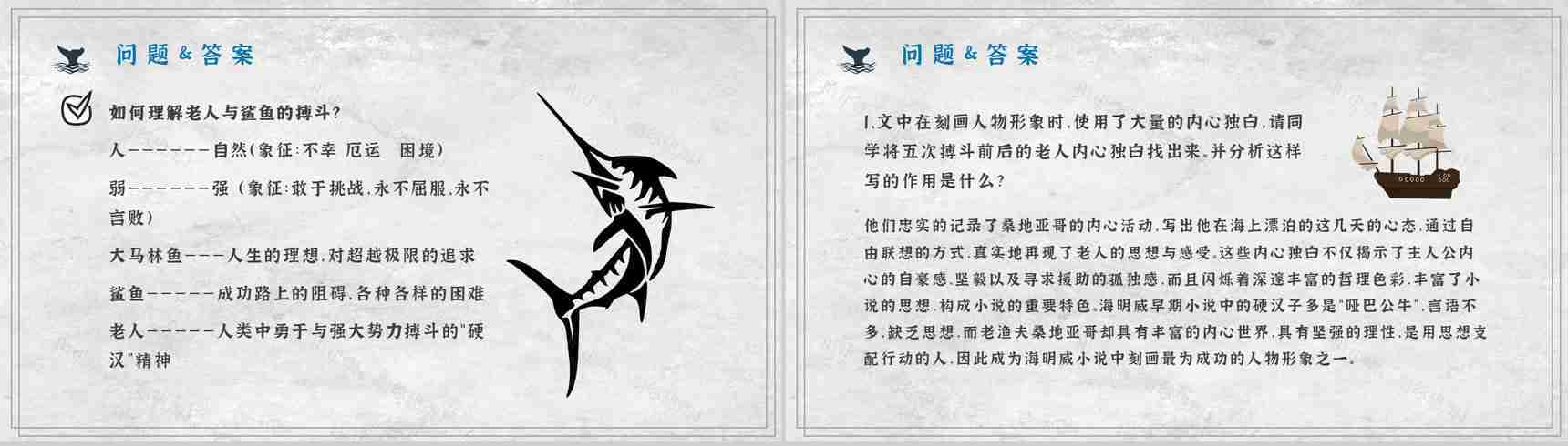海明威文学作品《老人与海》小说介绍艺术特色鉴赏课件PPT模板-15