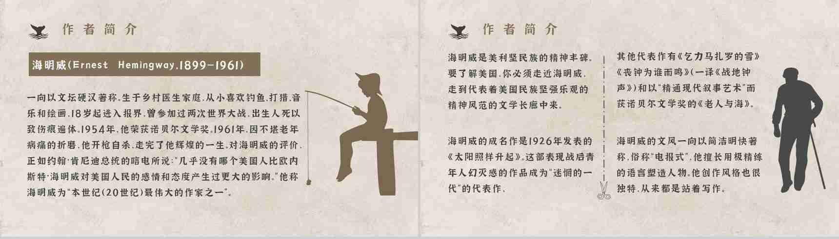 知识点梳理教育培训海明威《老人与海》艺术特色名著PPT模板-4