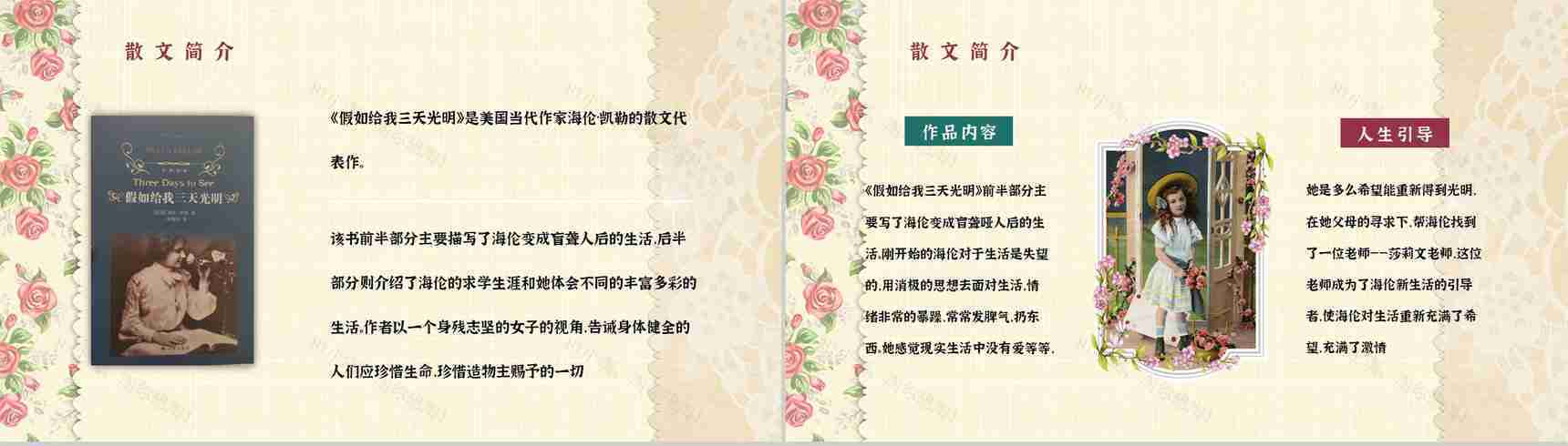 读书笔记《假如给我三天光明》艺术特色分析课件通用PPT模板-6