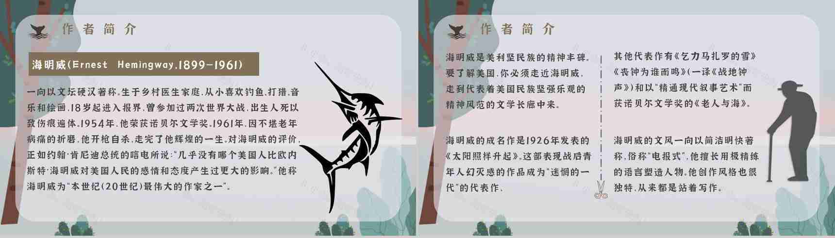 《老人与海》海明威所著中篇小说内容简介经典片段摘抄PPT模板-4