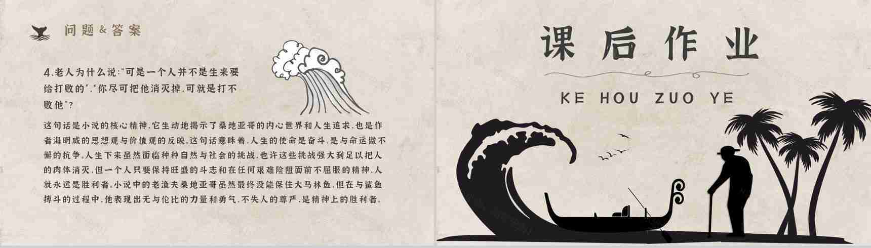 知识点梳理教育培训海明威《老人与海》艺术特色名著PPT模板-17