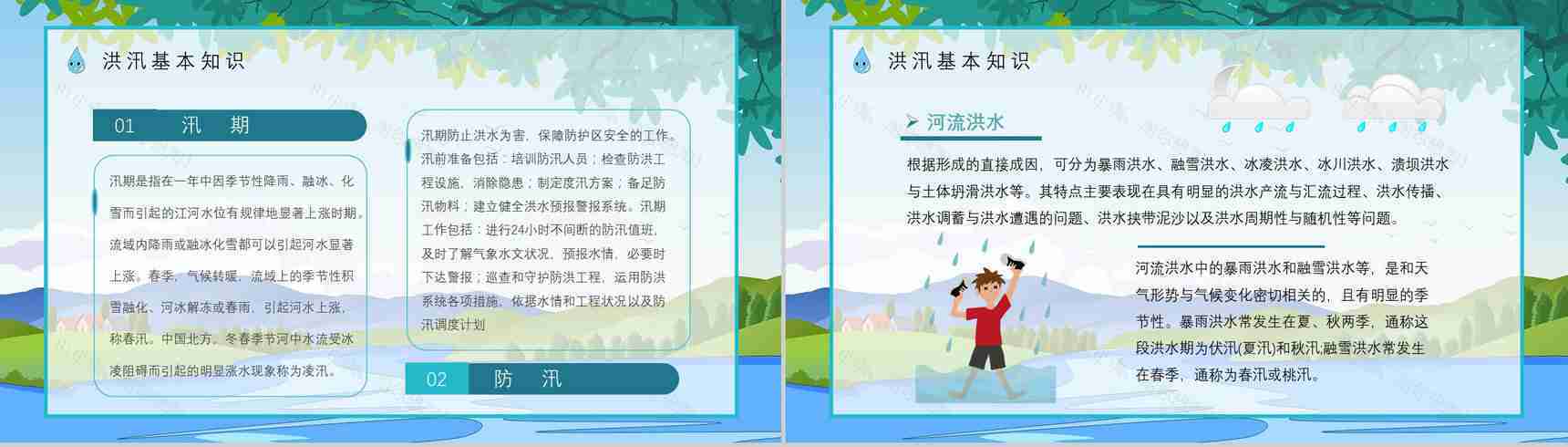 社区居民防汛物资科普讲座雨季防洪防汛基本知识培训总结安全教育PPT模板-3