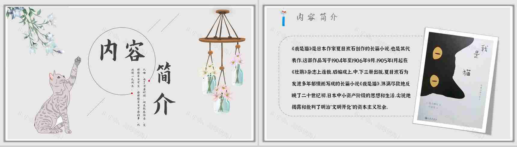 教育培训《我是猫》内容作者简介名著导读PPT模板-2