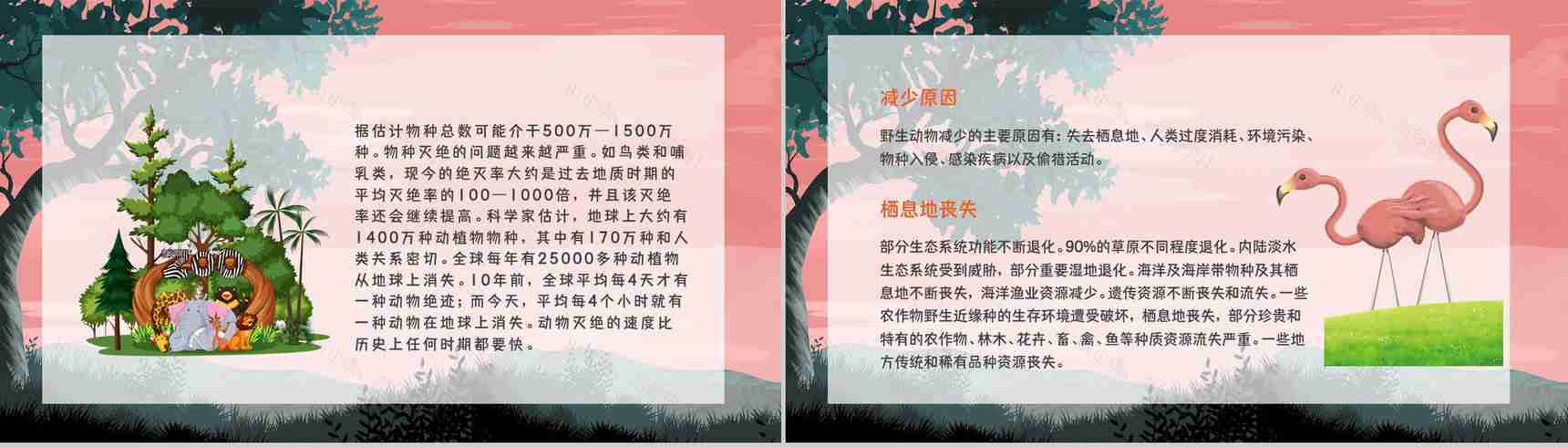 卡通风保护野生动物拒绝野味活动公益宣传教育讲座策划书汇报PPT模板-9