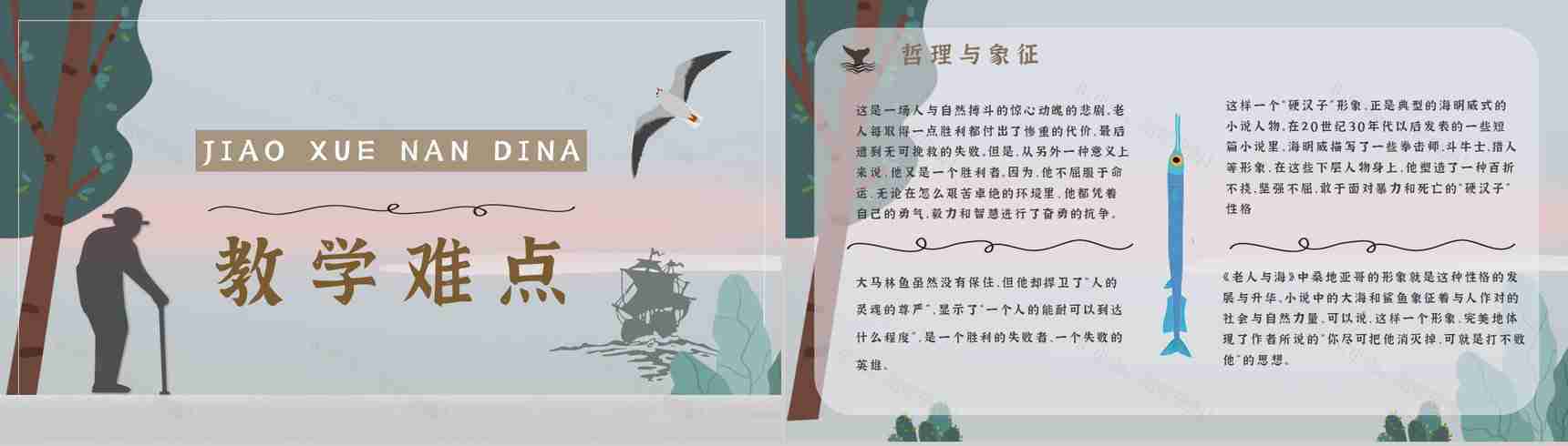 《老人与海》海明威所著中篇小说内容简介经典片段摘抄PPT模板-11