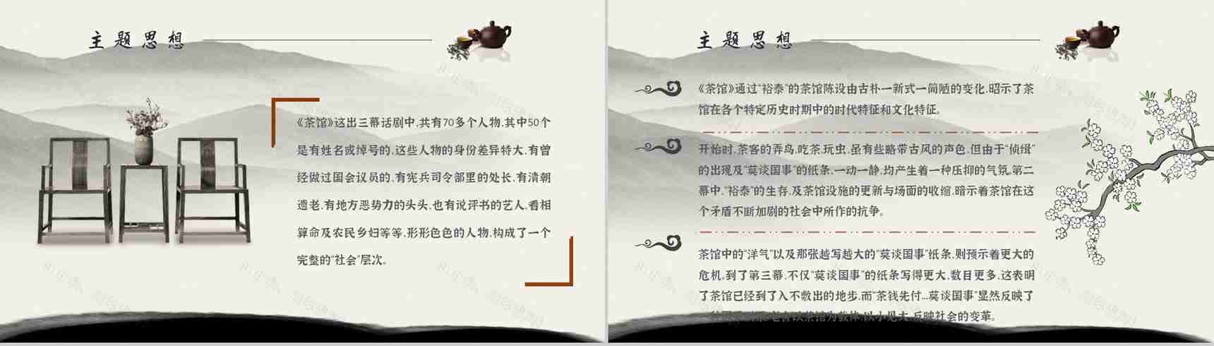 老舍教育培训《茶馆》艺术特色名著导读PPT模板-8