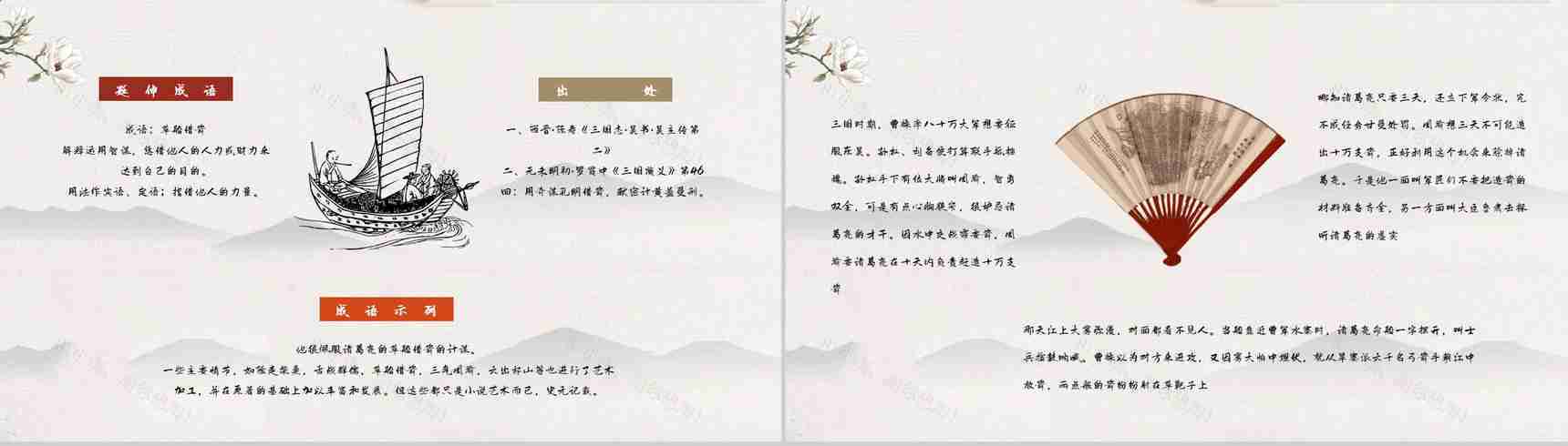 读书笔记之国内经典名著故事《三国演义草船借箭》导读鉴赏教师备课PPT模板-8