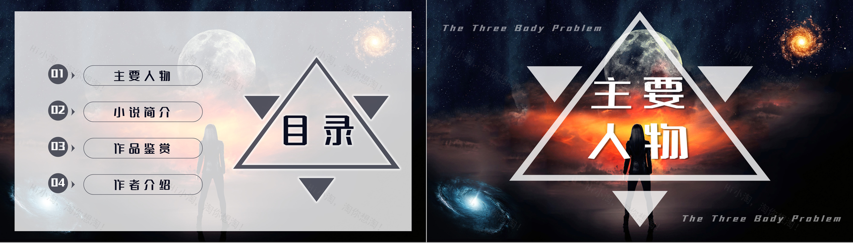 作家刘慈欣代表作《三体》科幻小说读后感PPT模板-2