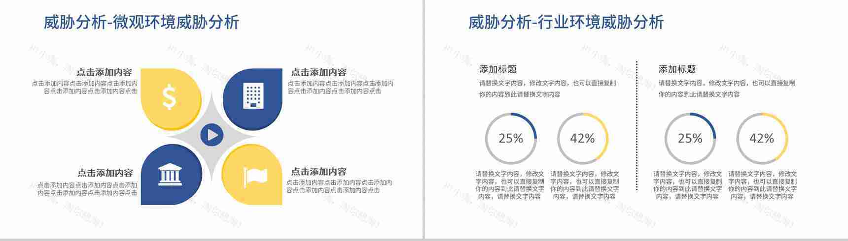SWOT分析企业战略简约蓝色扁平风优势劣势PPT模板-10