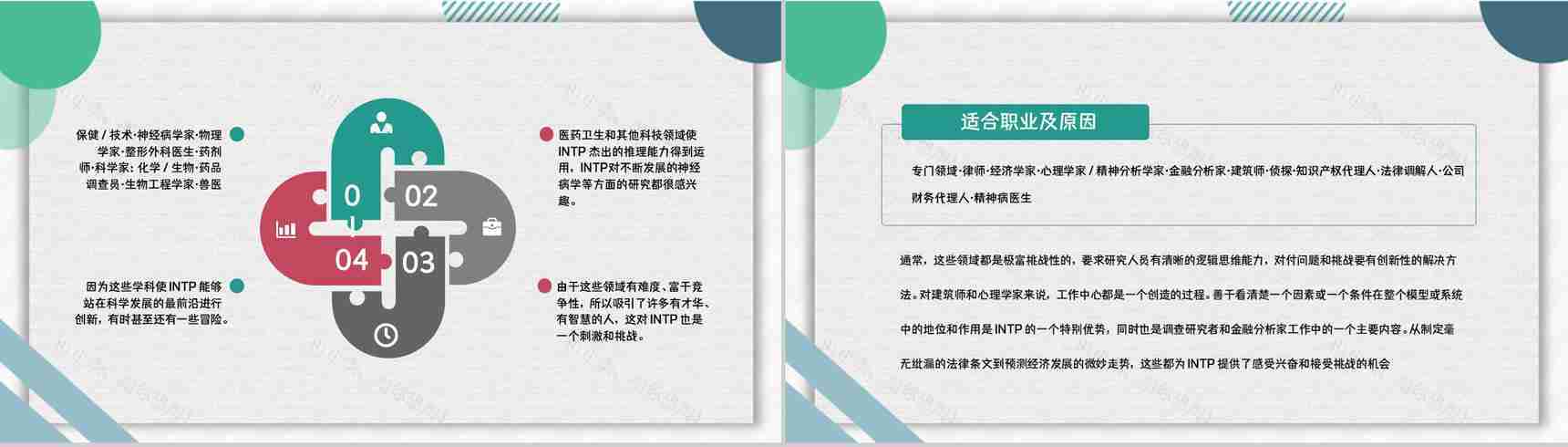 MBTI人格测试INTP职业性格职业领域建议企业员工技能培训通用PPT模板-15