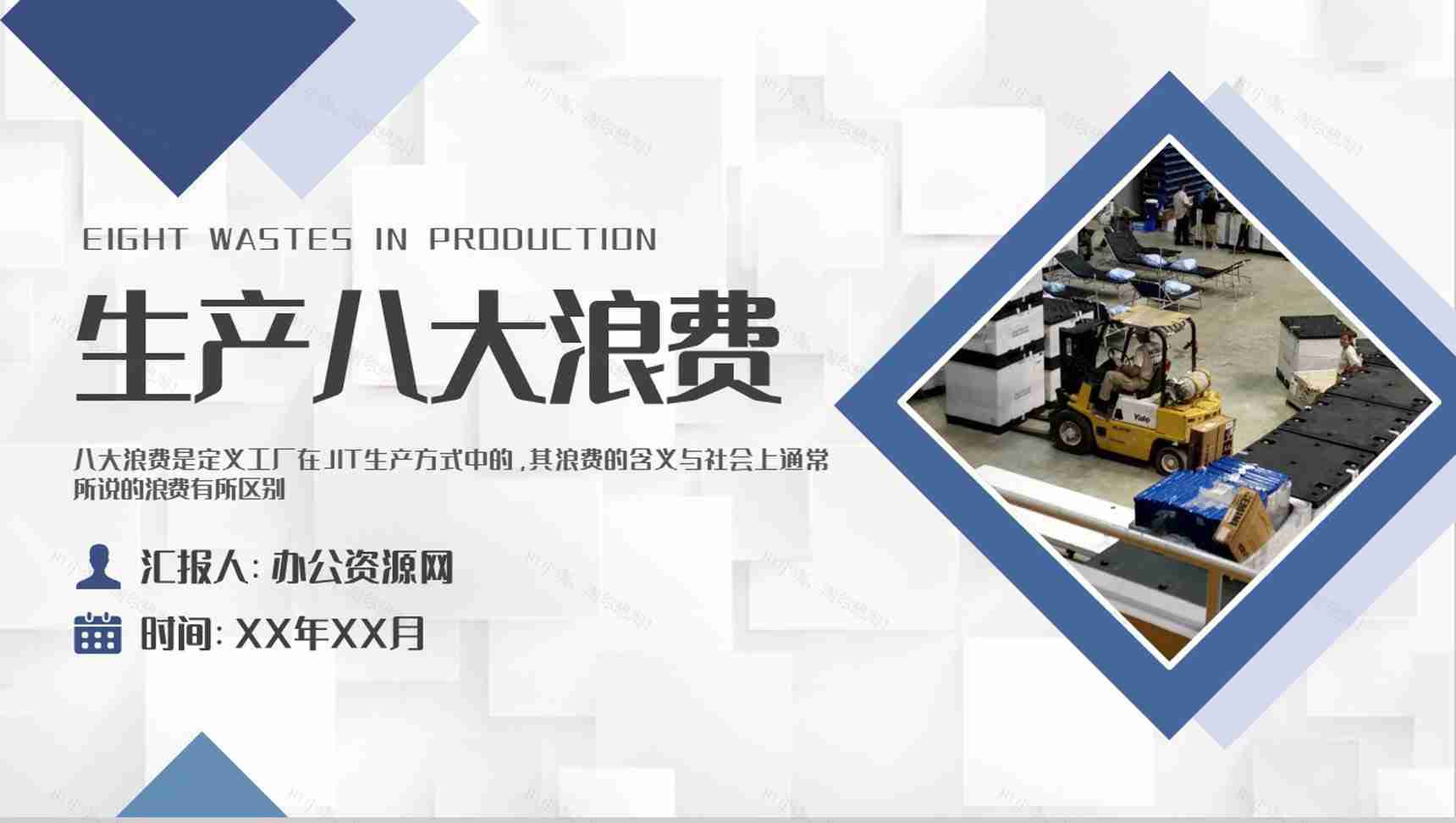 生产八大浪费知识总结工厂JIT生产方式学习心得PPT模板-1