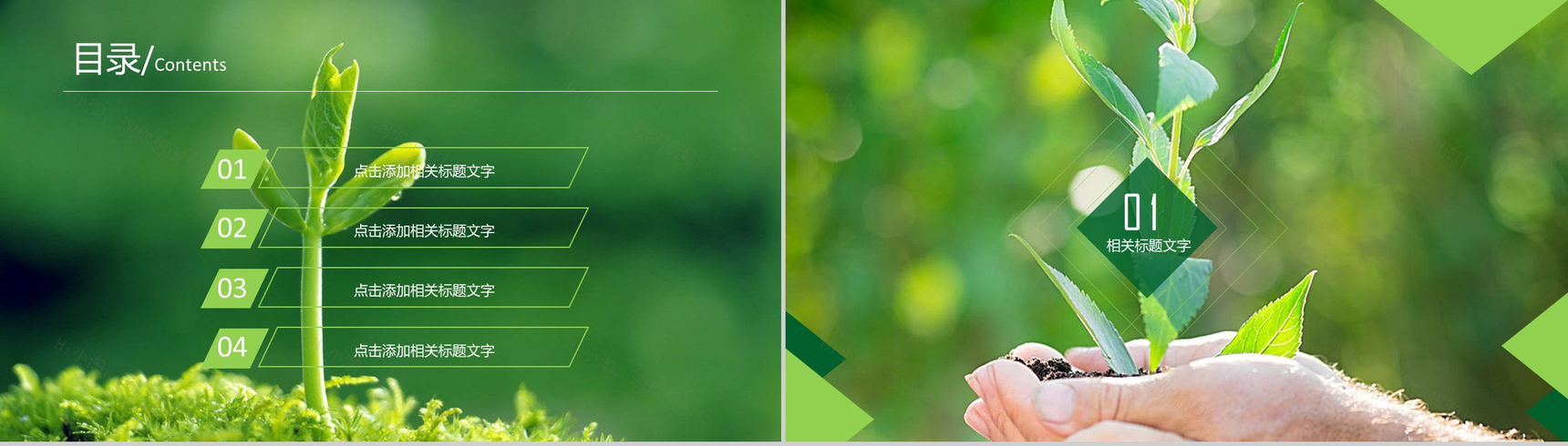 清新自然爱护环境绿色节能低碳环保PPT模板-2