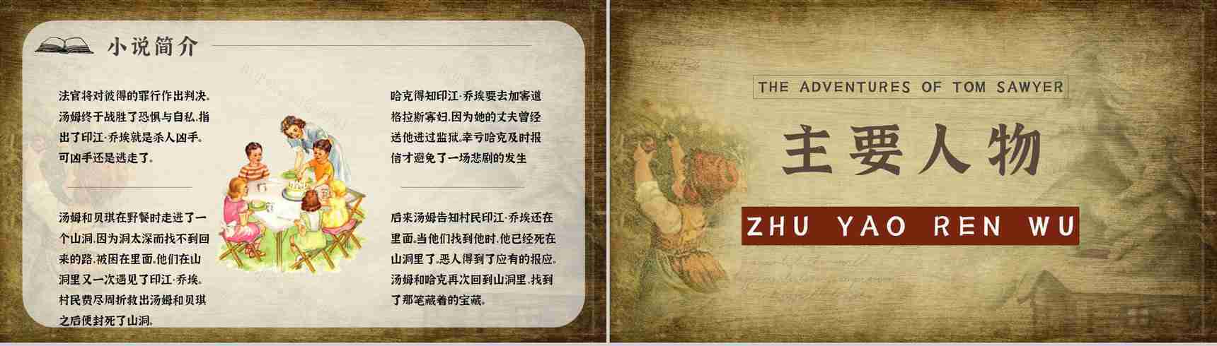 名著片段赏析《汤姆索亚历险记》内容简介教育培训PPT模板-10