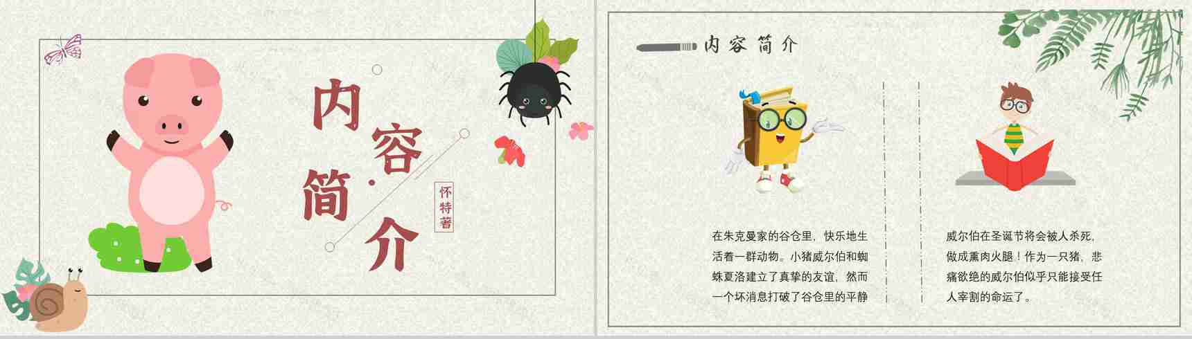 寓言故事小学必读怀特《夏洛的网》内容简介心得体会PPT模板-2