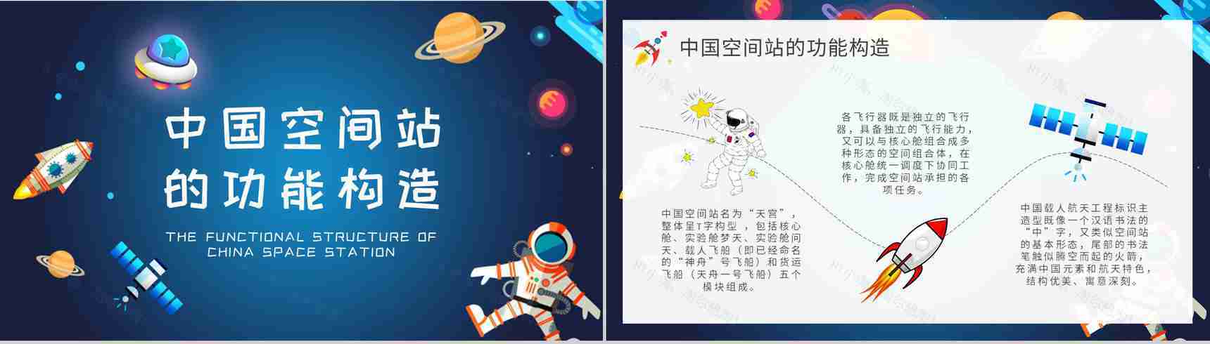 中国空间站的功能构造介绍航天科技知识科普PPT模板-2