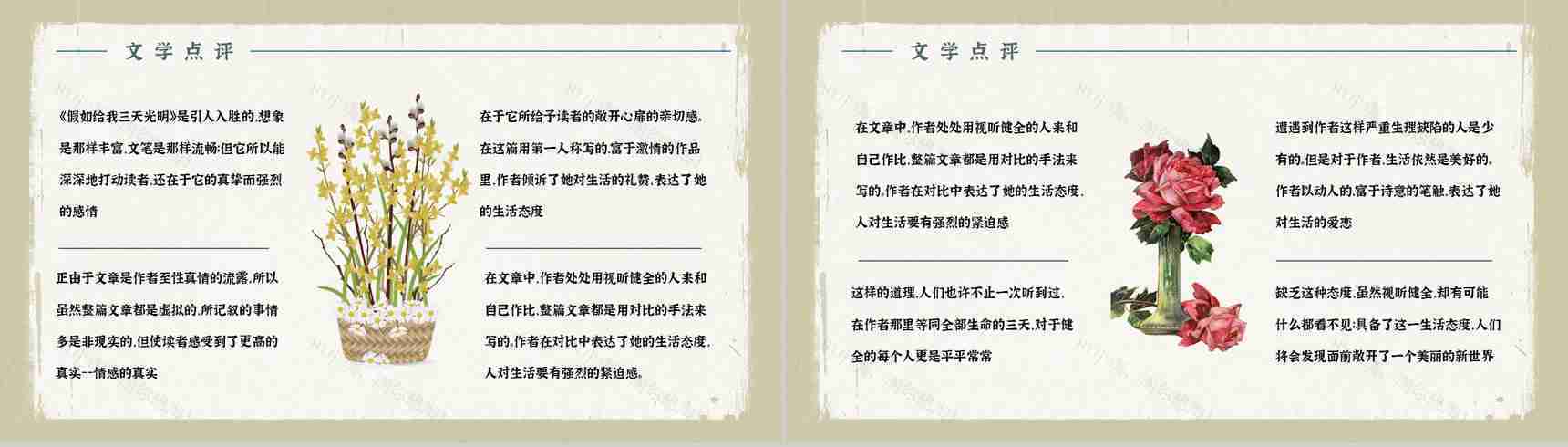 散文代表作《假如给我三天光明》读书笔记整理知识点梳理PPT模板-8