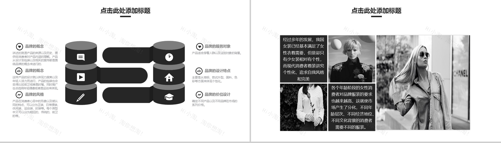 灰白商务大气广告杂志时尚品牌设计PPT模板-7