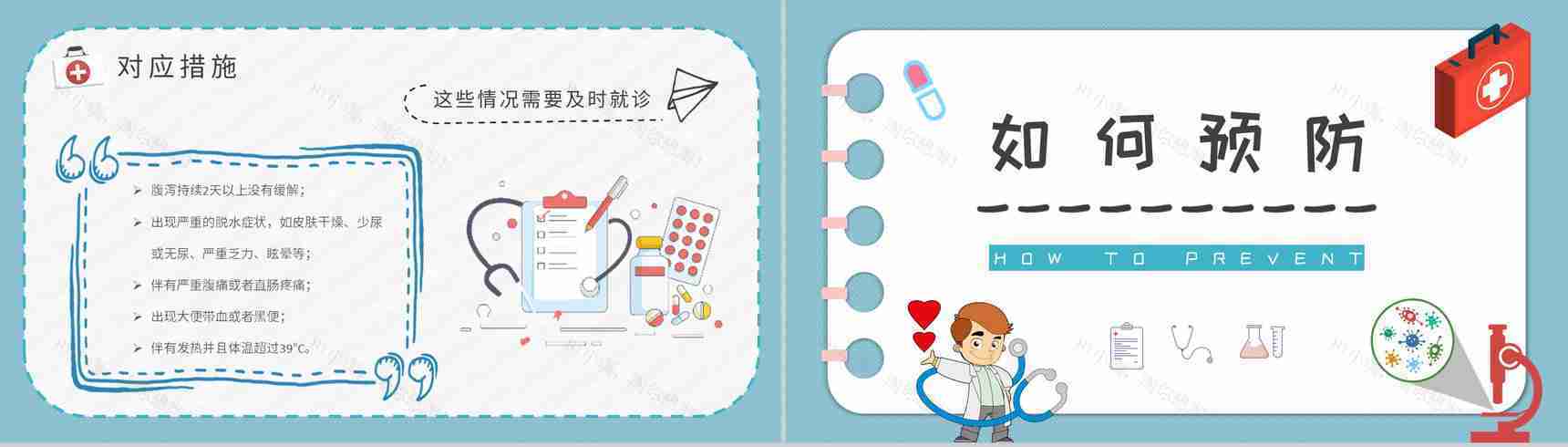 医疗健康知识宣传培训讲座夏季腹泻预防措施总结PPT模板-10