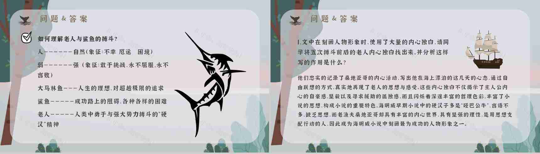 《老人与海》海明威所著中篇小说内容简介经典片段摘抄PPT模板-15