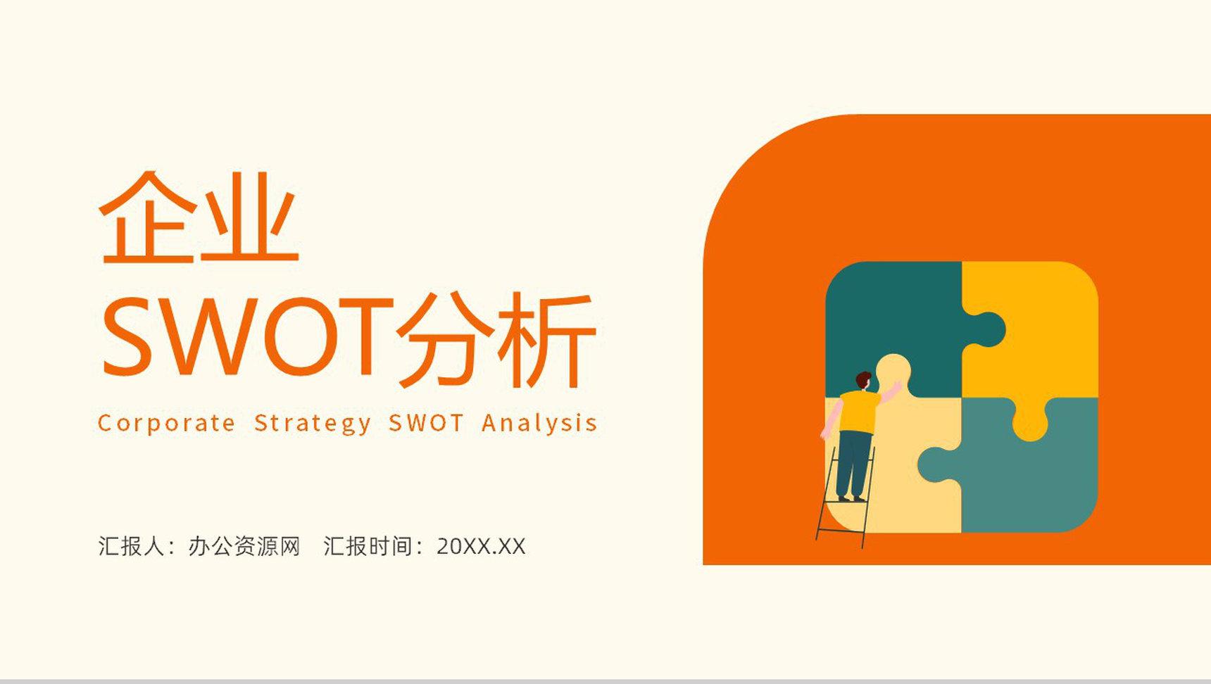 简约SWOT分析方法介绍竞争分析项目汇报PPT模板