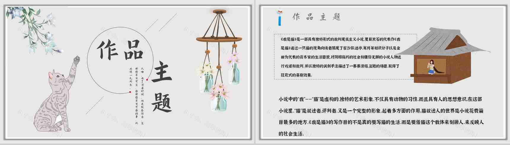 教育培训《我是猫》内容作者简介名著导读PPT模板-6