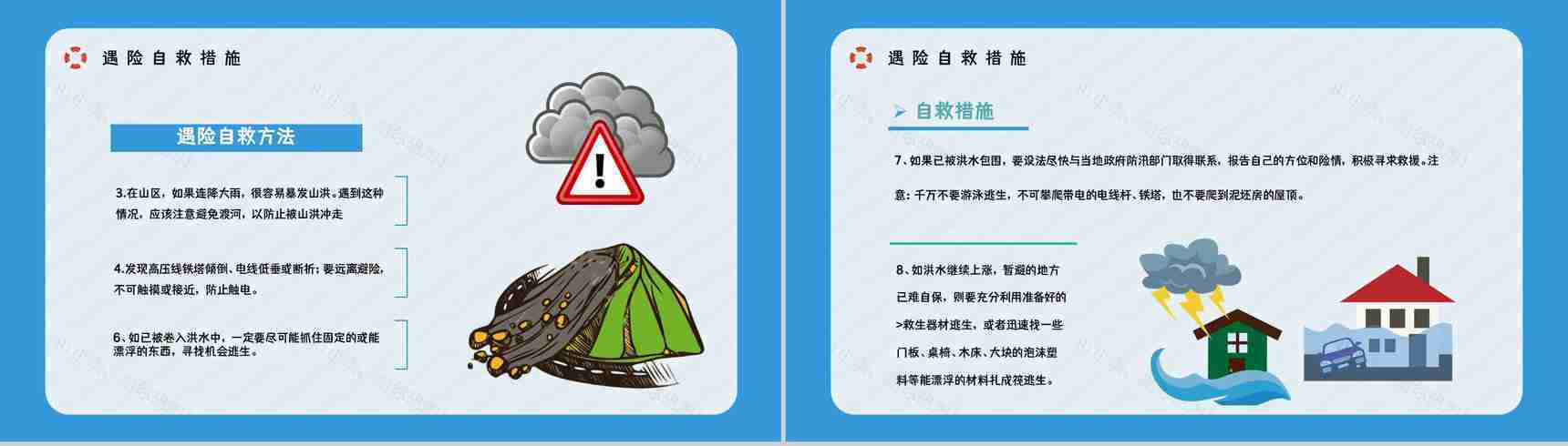 安全防汛知识咨询雨季防洪救灾应急知识及措施培训自然灾害预防宣传活动PPT模板-7