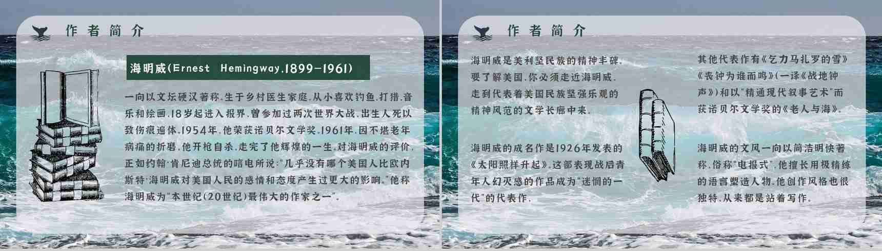 好词好句摘抄及赏析《老人与海》海明威所著书籍简介导读PPT模板-4