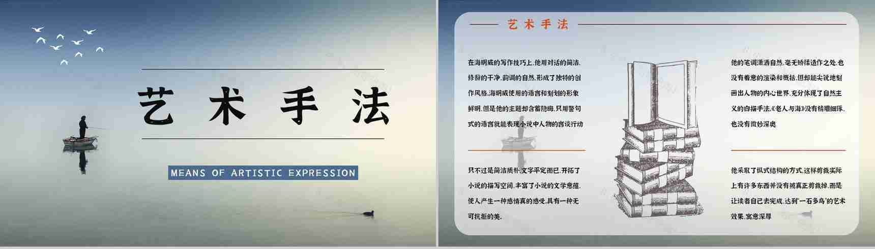 中学生必读小说海明威《老人与海》文学作品赏析教师备课课件PPT模板-2