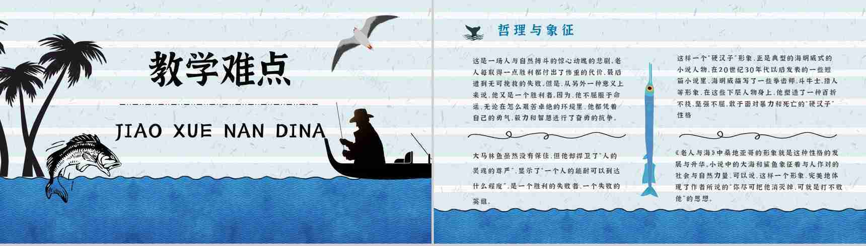 海明威晚年作品《老人与海》导读赏析知识点梳理教育教学PPT模板-11