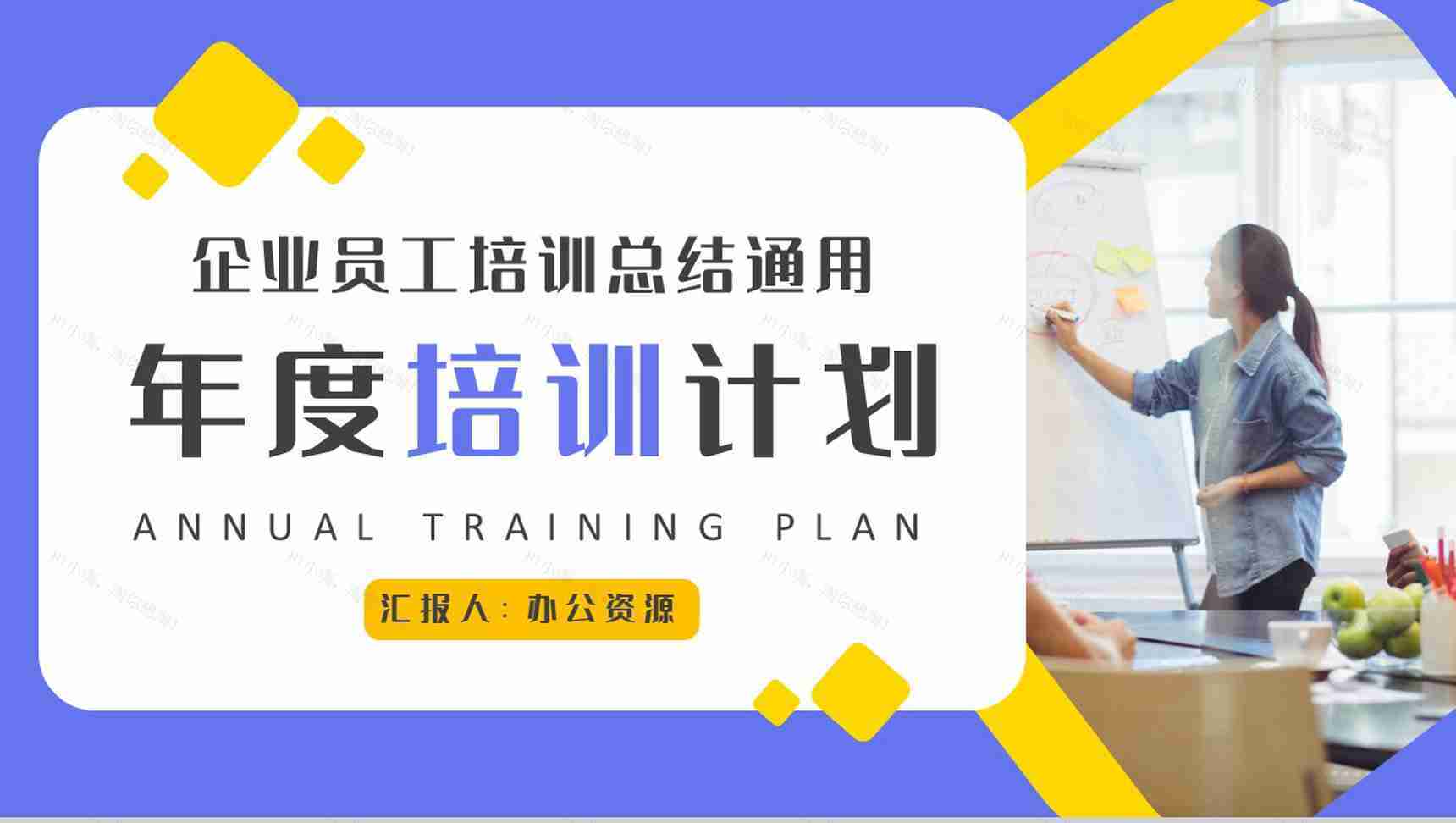 企业员工培训总结汇报部门年度培训计划方案PPT模板-1