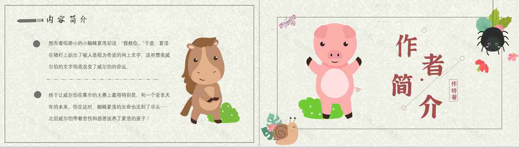 寓言故事小学必读怀特《夏洛的网》内容简介心得体会PPT模板-3