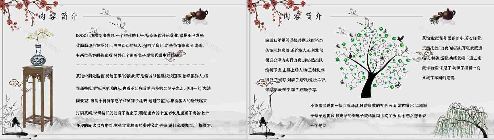 读书分享老舍《茶馆》作品简介名著读后感PPT模板-6
