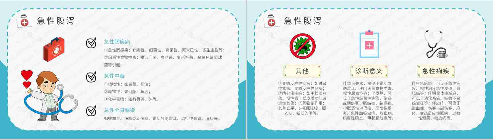 急性腹泻及慢性腹泻的症状及治疗方法夏季腹泻预防措施培训PPT模板-4