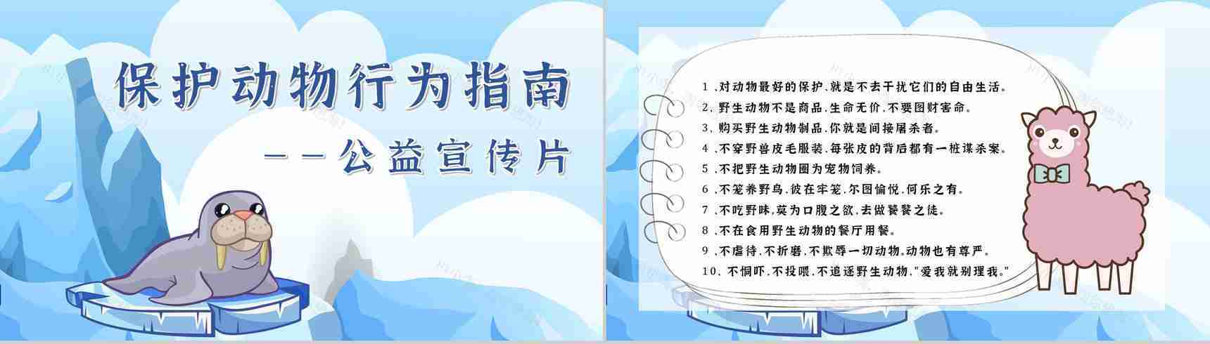 卡通风保护野生动物国际保护动物日公益宣传教育讲座策划书汇报PPT模板-6