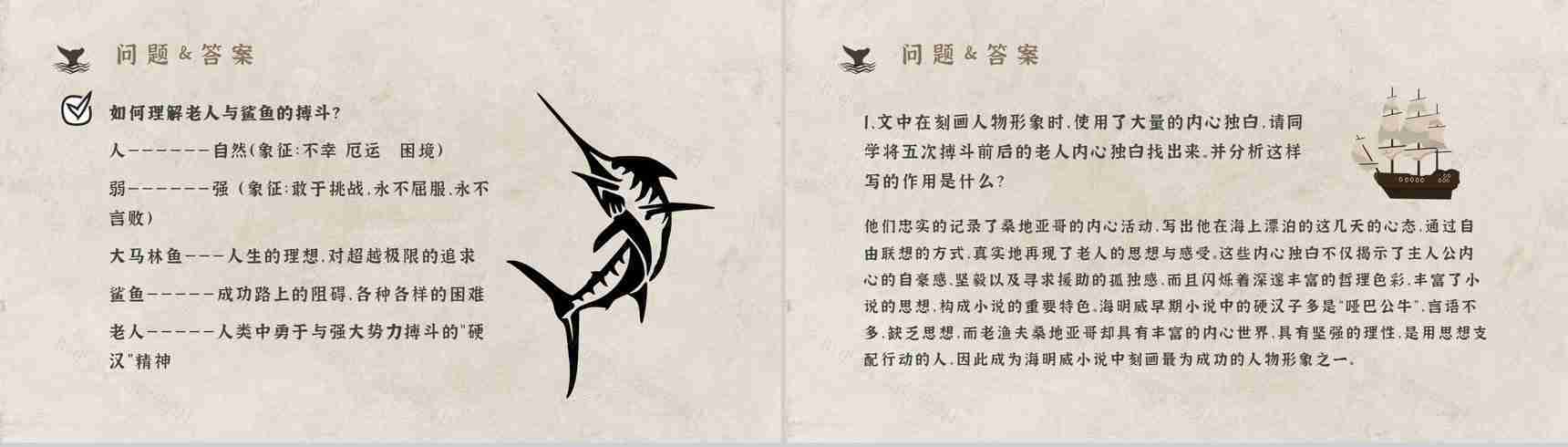 知识点梳理教育培训海明威《老人与海》艺术特色名著PPT模板-15