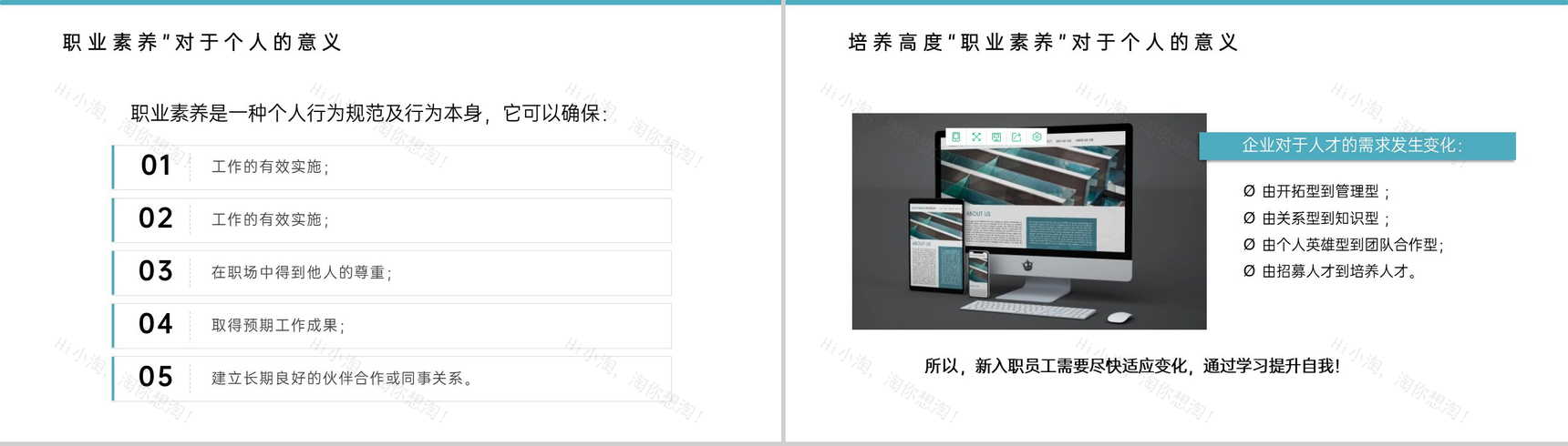 青色商务风企业员工个人职业化素养提升培训PPT模板-3