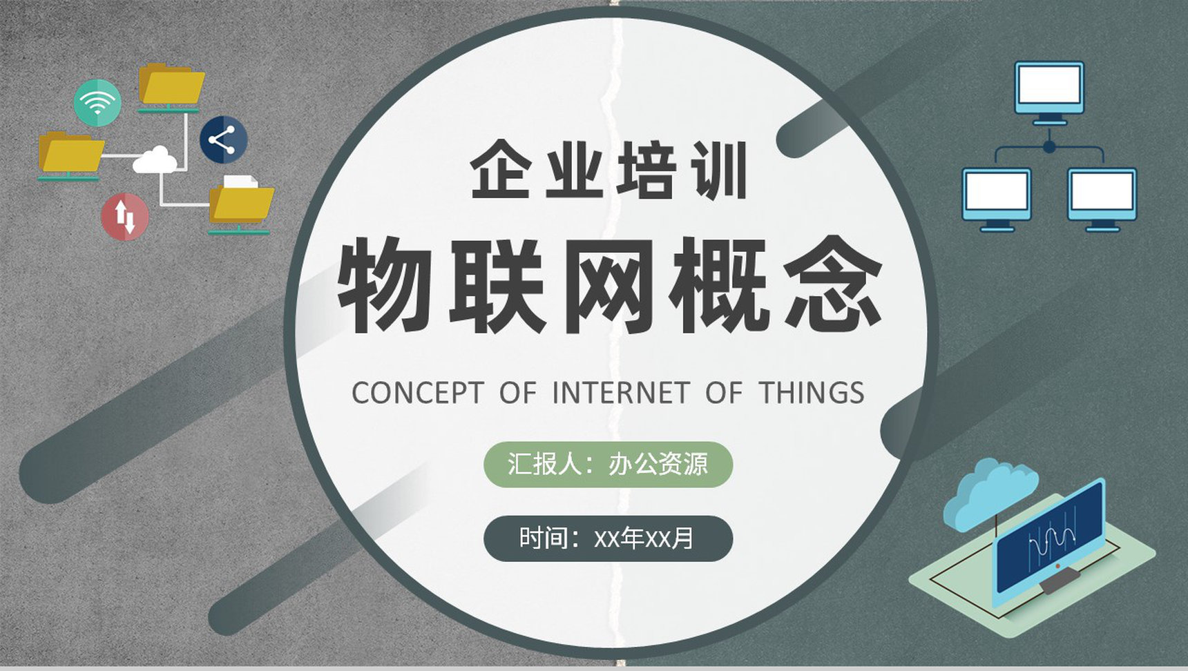 企业技术人员研究工作总结物联网基本概念培训学习PPT模板