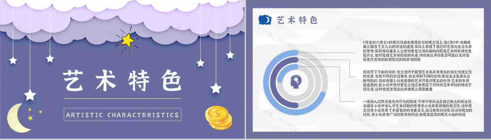 毛姆著名小说《月亮与六便士》课件学习经典文学作品逻辑梳理PPT模板-10