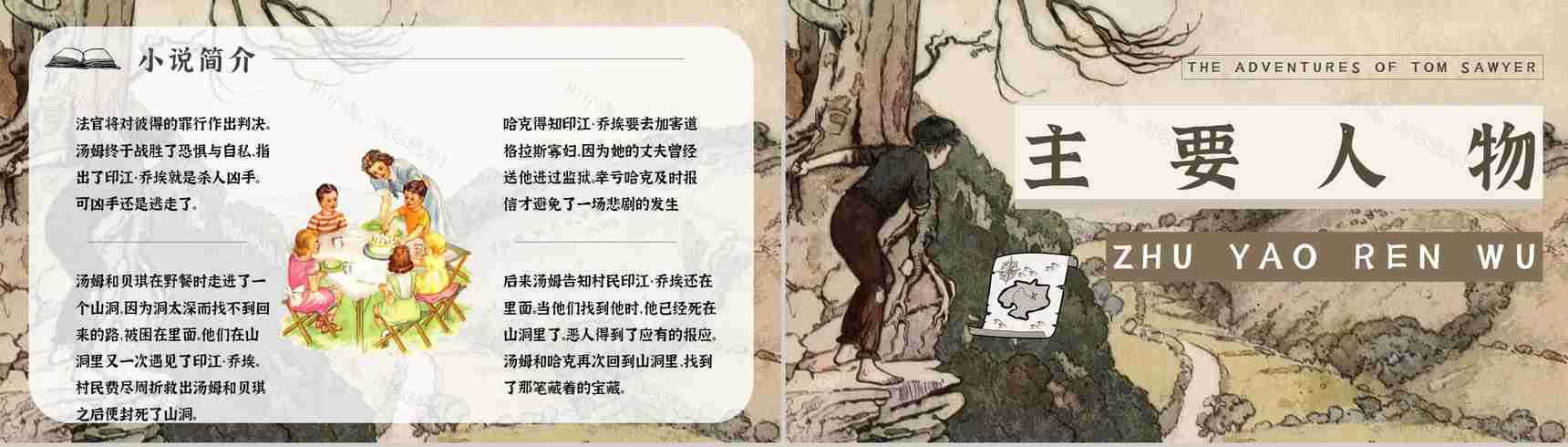 读书笔记《汤姆索亚历险记》作者简介名著片段赏析PPT模板-7