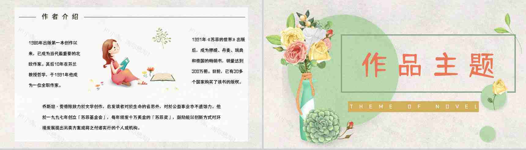 中学生必读名著《苏菲的世界》长篇小说片段鉴赏读书心得交流分析PPT模板-3