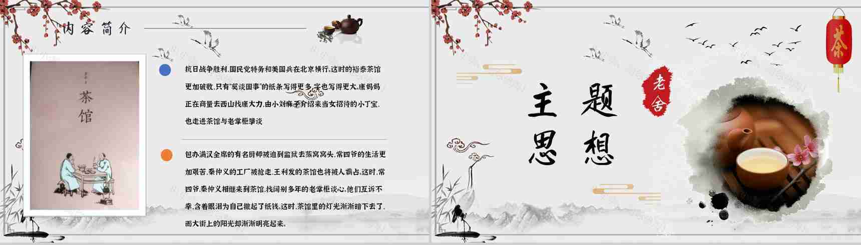 读书分享老舍《茶馆》作品简介名著读后感PPT模板-7