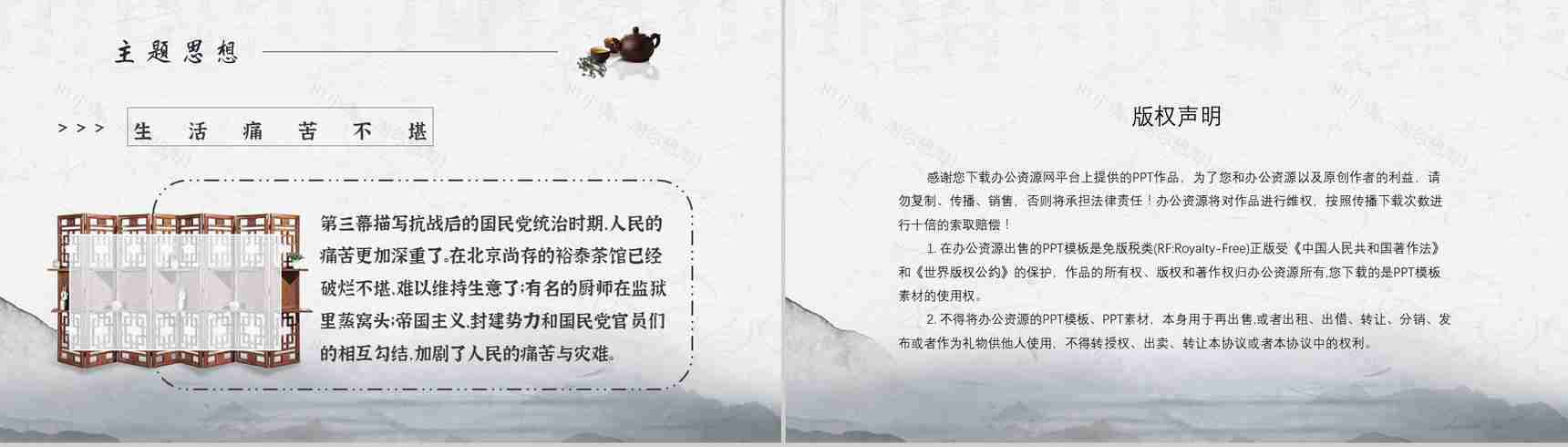 中学必读名著导读老舍《茶馆》作品内容简介心得体会PPT模板-12