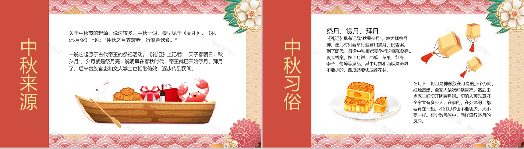 传统中国风设计中秋佳节文化习俗简介PPT模板-4