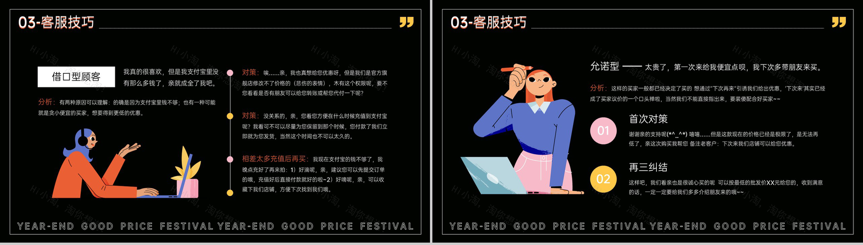 黑色扁平风年终好价节电商客服新人入职培训PPT模板-11