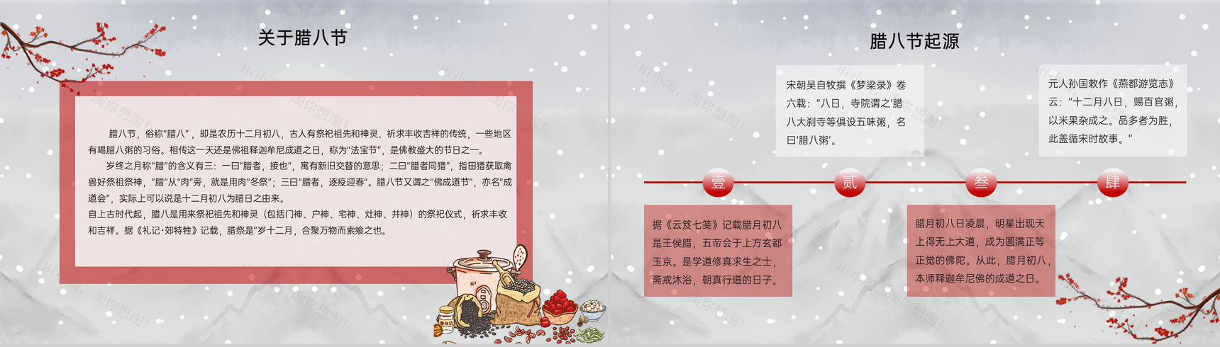 灰色中国风腊八节公益讲座宣传策划PPT模板-3