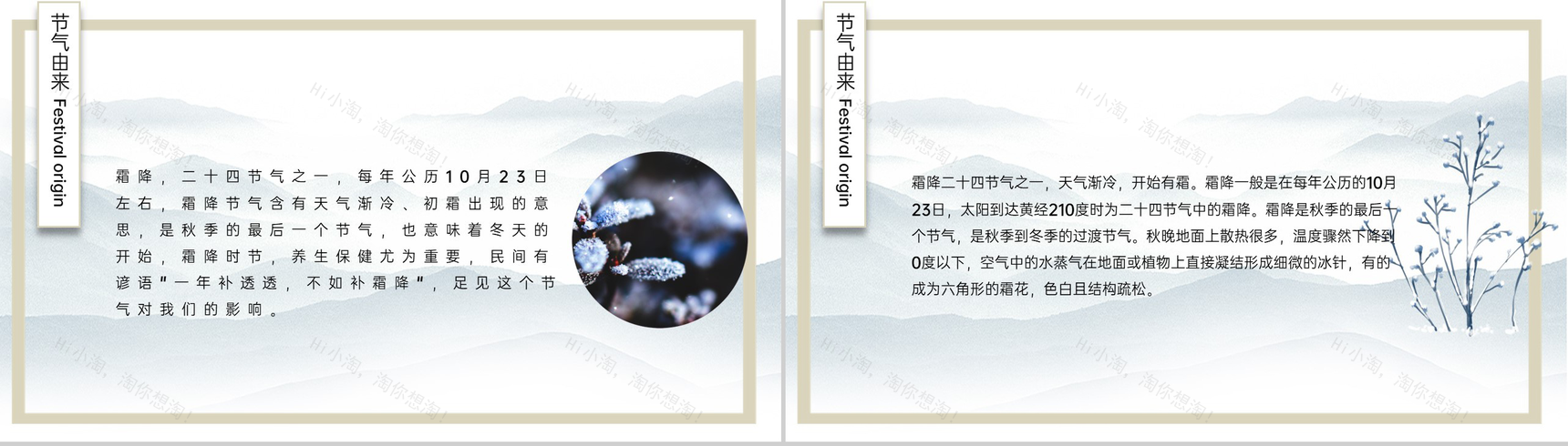 绿色文艺小清新风二十四节气霜降节气介绍PPT模板-3